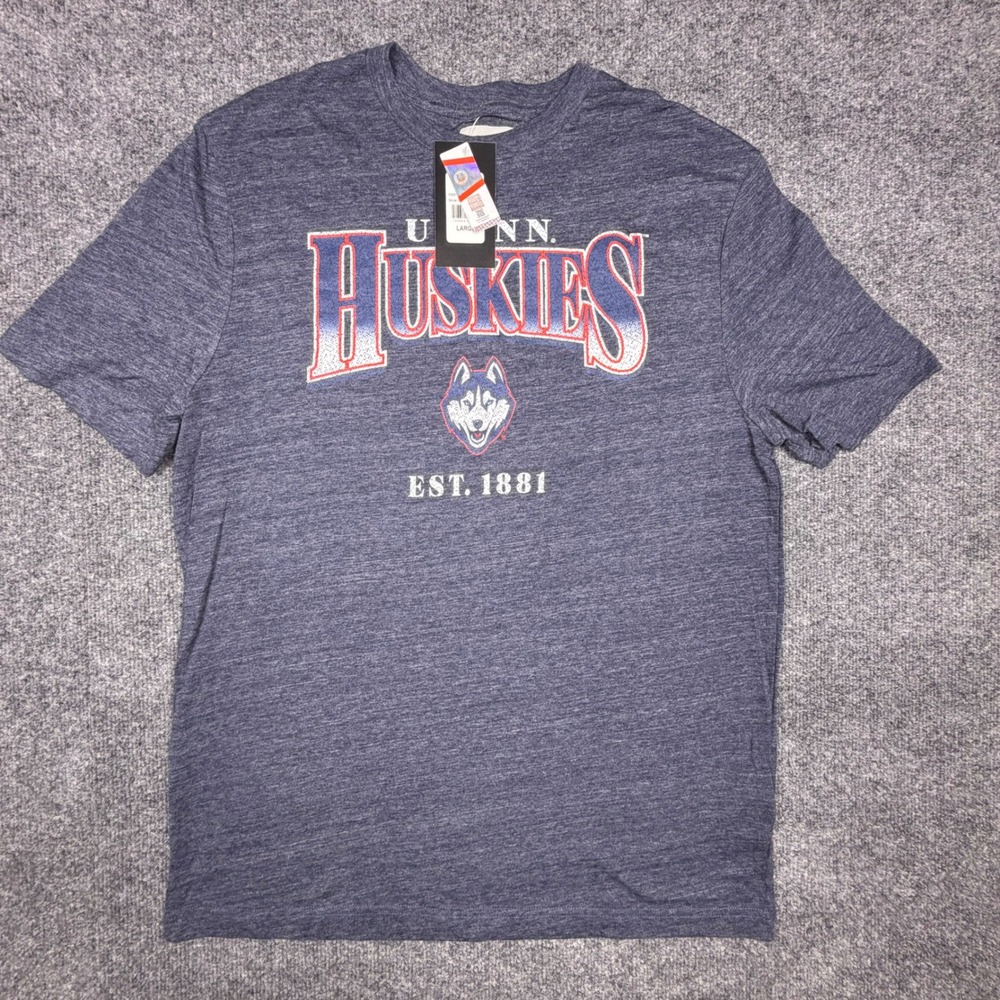 UConn Huskies T-Shirt Mens Large Navy Blue Heathered NCAA Collegiate Tee New